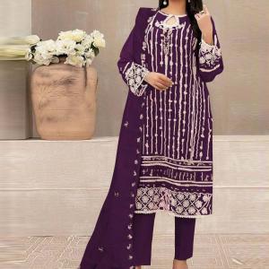 Multi Thread and Jari Work Georgette Salwar Semi Stiched Suit With Dupatta