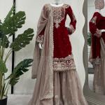 Maroon Georgette Salwar Suit With Dupatta