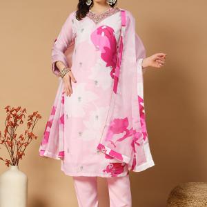 Light Pink Muslin Digital Print Salwar Suit With Dupatta