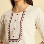 Ivory Khadi Cotton Salwar Suit With Dupatta