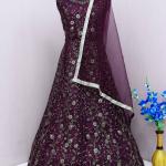 Semi Stitched Net Anarkali Suit With Dupatta