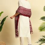 Cream Khadi Cotton Salwar Suit With Dupatta