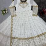White Georgette Salwar Suit With Dupatta
