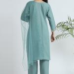 Slub Cotton Embroidery Salwar Suit With Dupatta