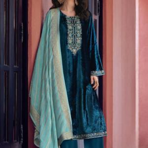 Bestbuy Pure Viscose Velvet Salwar Suit With Dupatta Semi Stitchhed