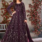 Semi Stitched Net Anarkali Suit With Dupatta