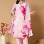 Light Pink Muslin Digital Print Salwar Suit With Dupatta