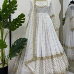 White Georgette Salwar Suit With Dupatta