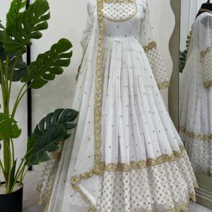 White Georgette Salwar Suit With Dupatta