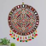 Premium Quality REPTUM DECOR Velvet Traditional Round Floral Design Diwali Decoration Wall Decor Handicraft Wall Hanging - 1 Piece, Multicolour