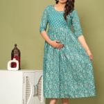 Printed cotton fabric women's Maternity gown kurti, anarkali dress,