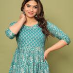 Printed cotton fabric women's Maternity gown kurti, anarkali dress,