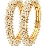 Elegant Pearl-Embedded Gold-Plated Bangles for Women & Girls