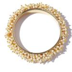 Elegant Pearl-Embedded Gold-Plated Bangles for Women & Girls