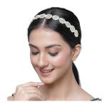 Trendy Tash Designer Gold Plated White Kundan Studded Maatha Patti/Sheeshphool/Sheeshpatti for Women & Girls
