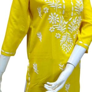Lucknow Handwork Chikankari kurti with White Embroidery