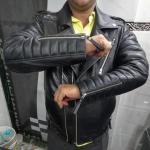 Mens Genuine Lambskin BLACK LEATHER JACKET, Slim Fit Quilted Motorcycle Biker Leather Jacket, Sheep Leather Jacket, Celebrity Movie Jacket