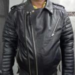 Mens Genuine Lambskin BLACK LEATHER JACKET, Slim Fit Quilted Motorcycle Biker Leather Jacket, Sheep Leather Jacket, Celebrity Movie Jacket