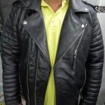 Mens Genuine Lambskin BLACK LEATHER JACKET, Slim Fit Quilted Motorcycle Biker Leather Jacket, Sheep Leather Jacket, Celebrity Movie Jacket