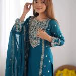 New Collection Heavy Chinonv Silk Top-Bottom And Dupatta Set Fully Stitched Ready To Wear