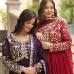 Attractive Sequence Work Maroon & WINE Gown For Wedding Wear