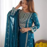 New Collection Heavy Chinonv Silk Top-Bottom And Dupatta Set Fully Stitched Ready To Wear