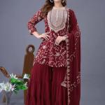 Designer Party Wear Look Top-Sharara & Dupatta Set