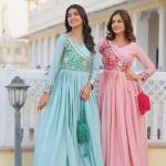New Festival Bhandhej Long Gown With Purse