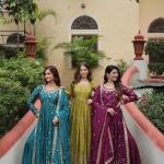 Designer Readymade Top-Sharara-Dupatta  Sequins Embroidered Chinon Suit